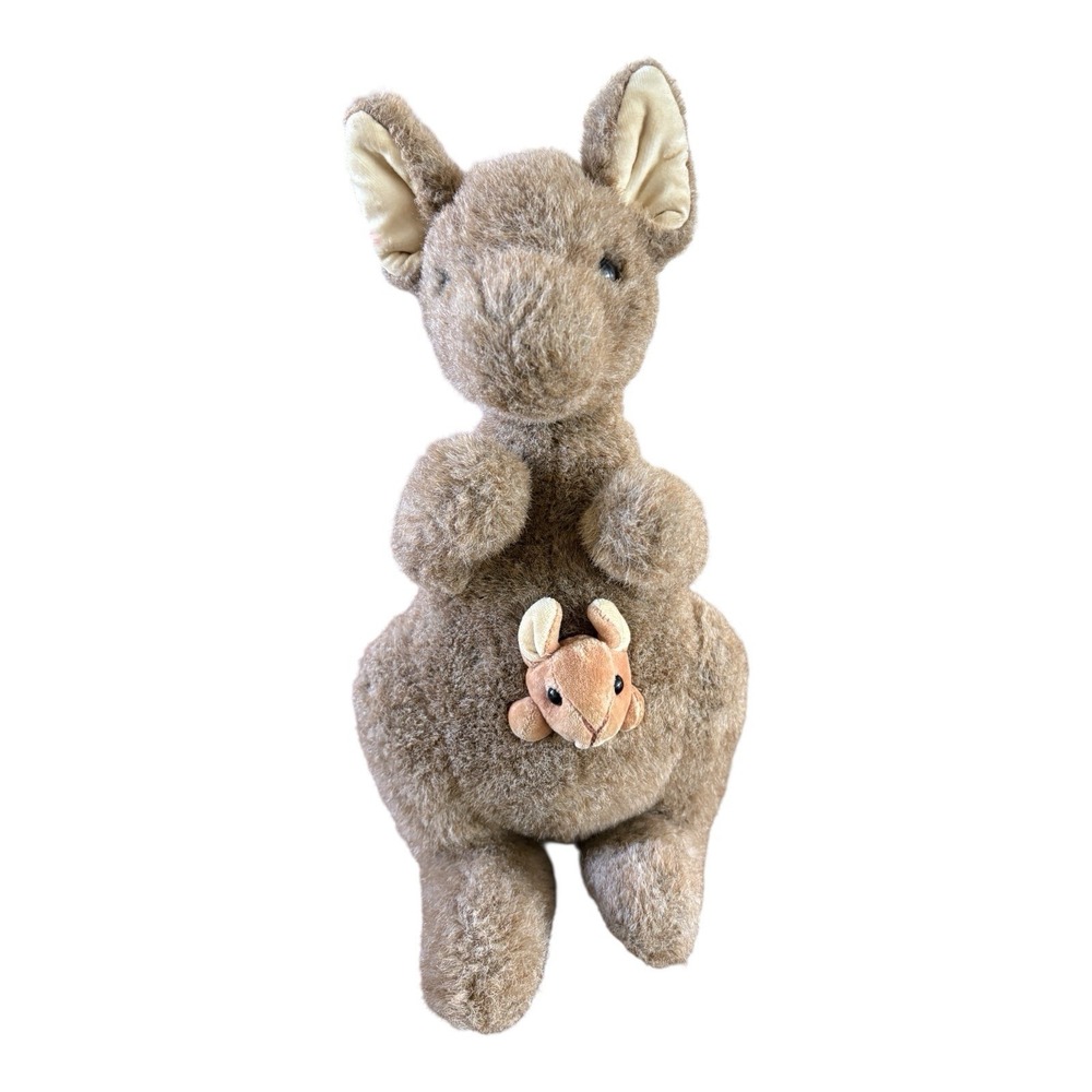 GUND Kangaroo With Baby Joey 1993 Brown Stuffed Plush